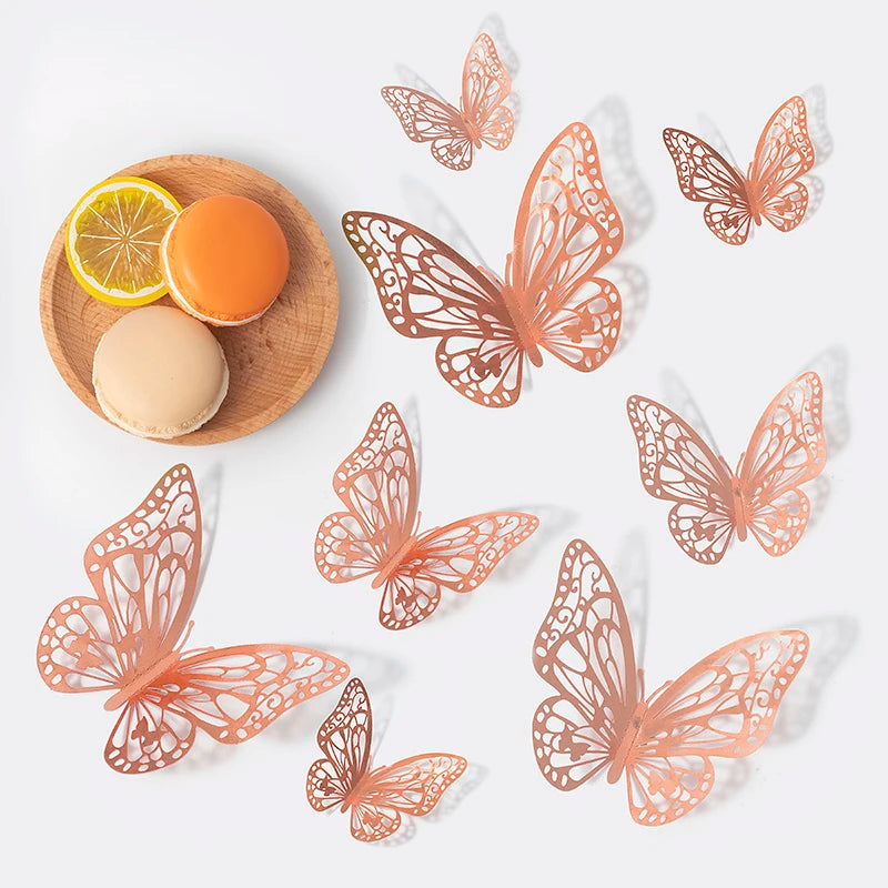 12pcs 3D Hollow Butterflies Wall Stickers
