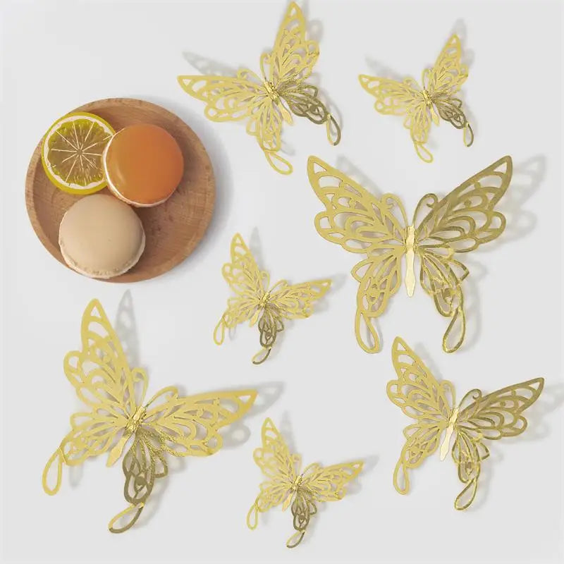 12pcs 3D Hollow Butterflies Wall Stickers