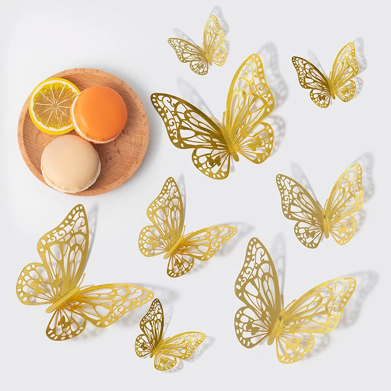 12pcs 3D Hollow Butterflies Wall Stickers