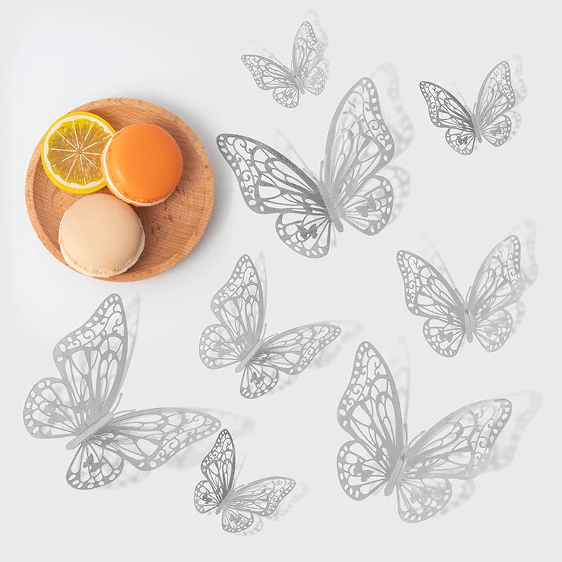 12pcs 3D Hollow Butterflies Wall Stickers
